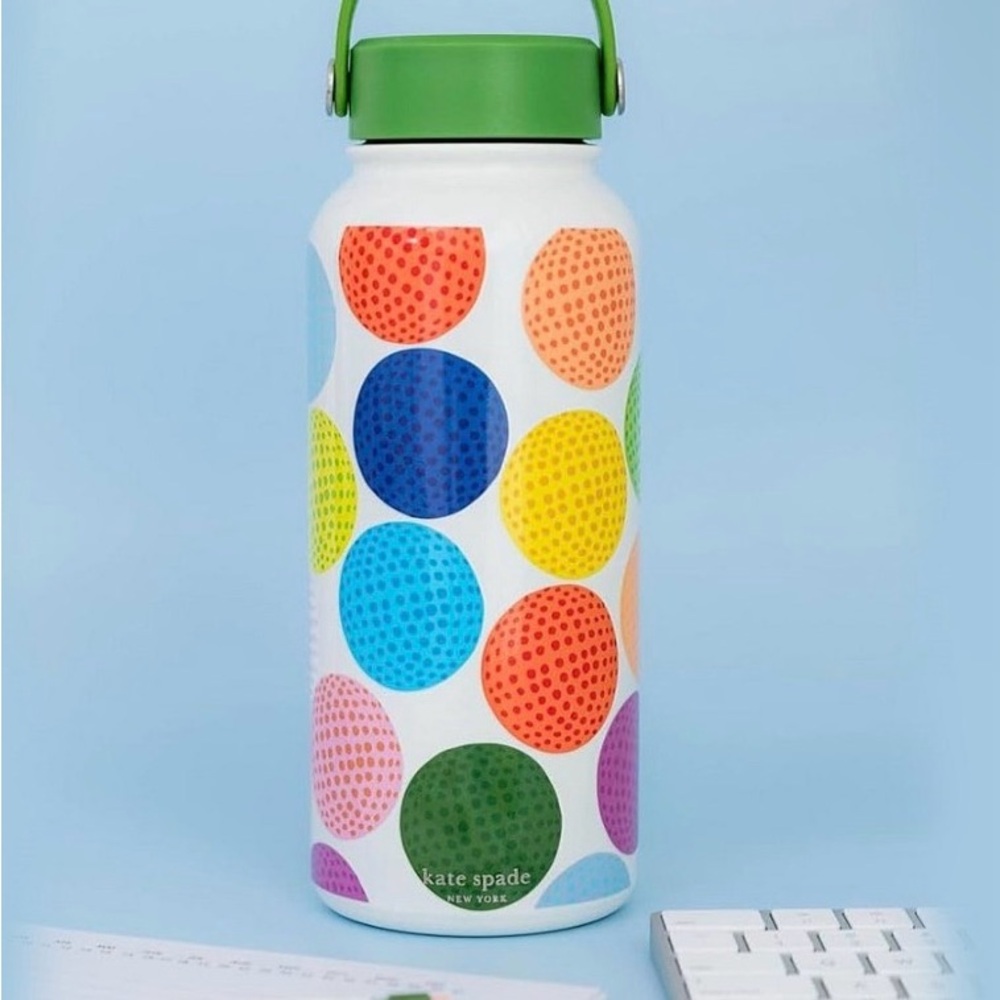 Kate Spade Stainless Steel Golf Balls Colorful  Water Bottle 33Oz NWT